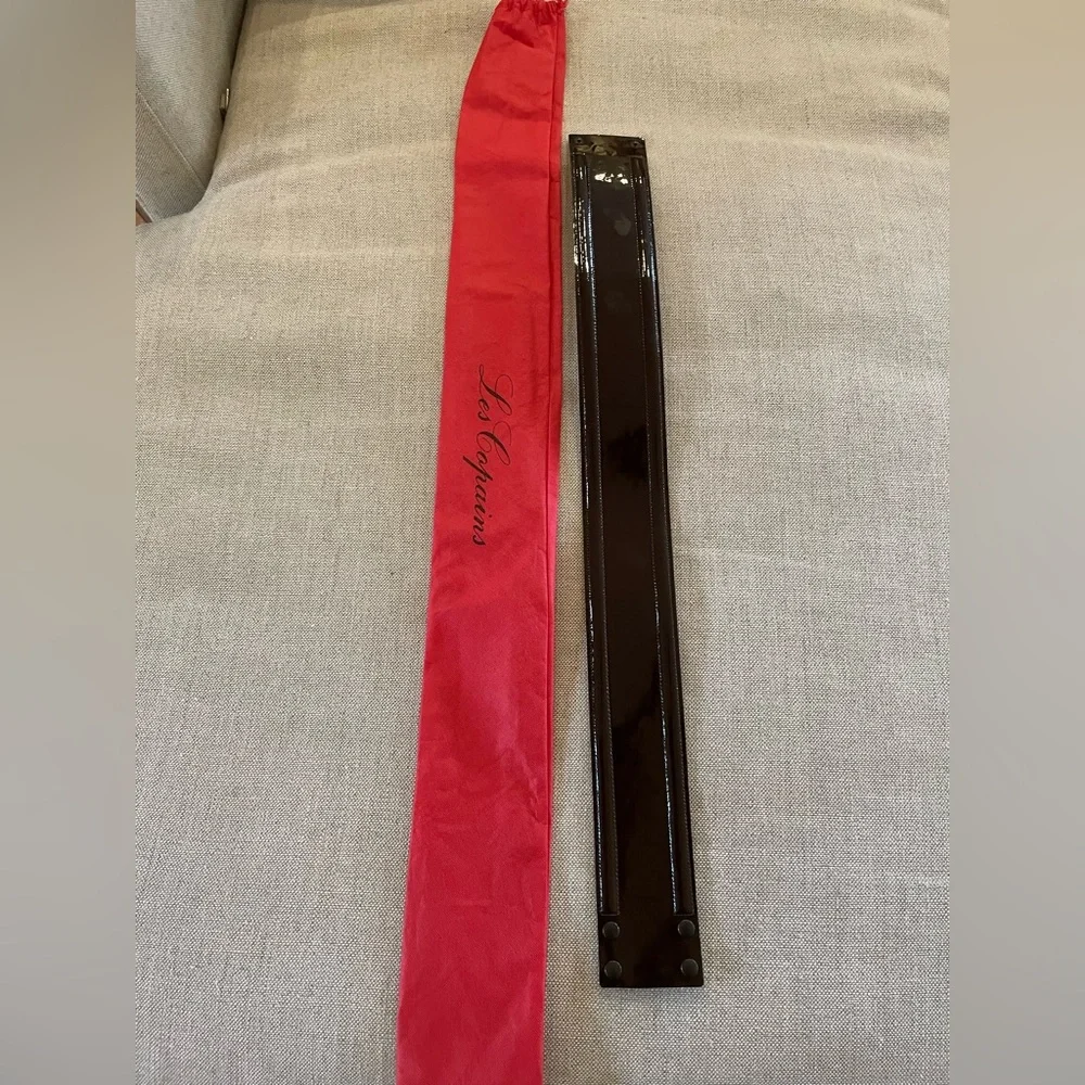 Les Copains Made in Italy Wide Patent Leather Fashion Belt in Brown‎ Size 40